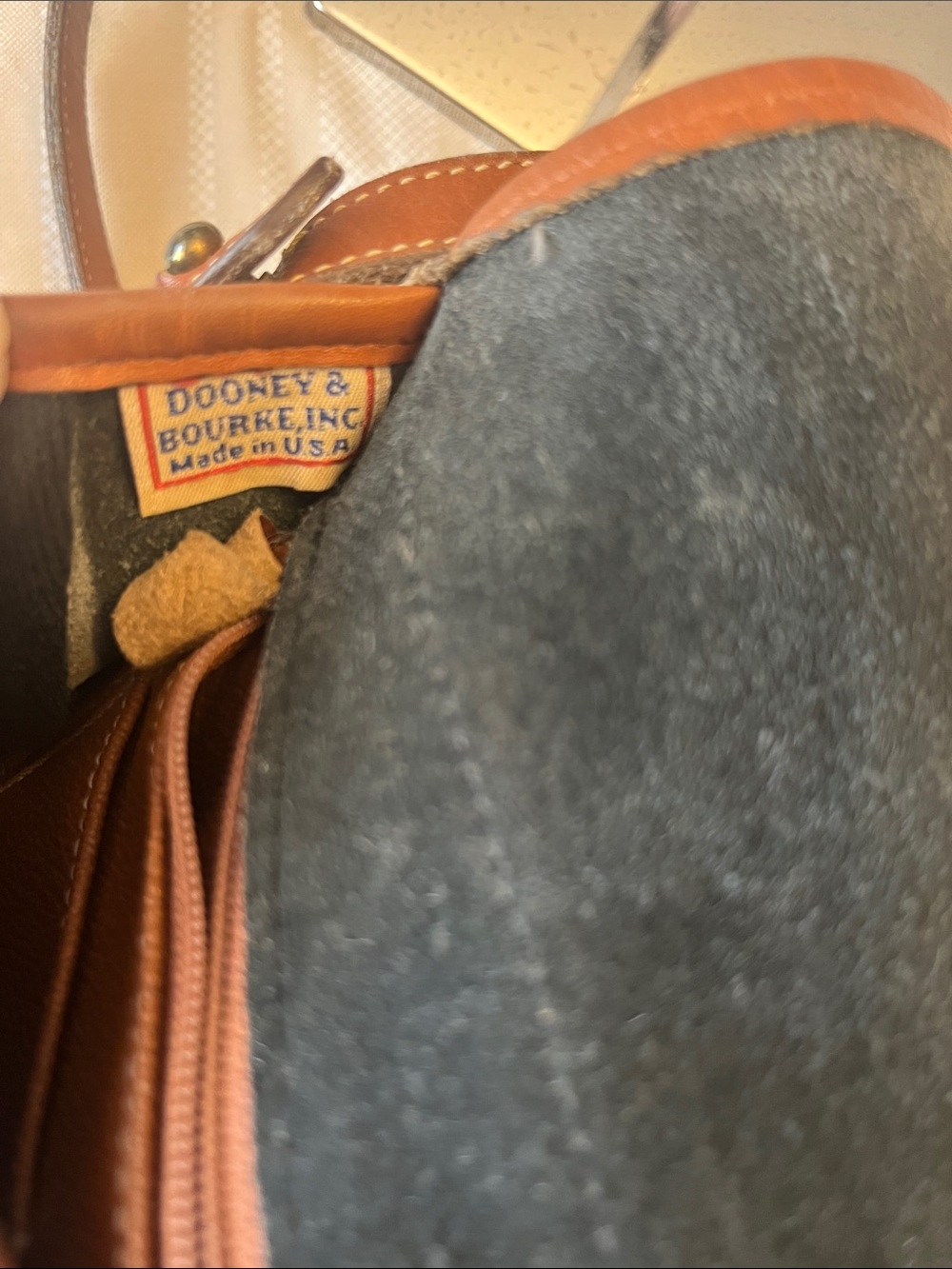 Dooney & Bourke Black Crossbody with Tan Leather Trim. - Picture 7 of 11